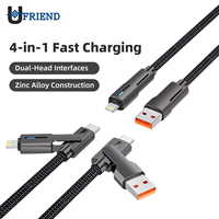 Cable DE DATOS USB C de 60W y 5 pies, cargador de carga rápida 4 en 1 para teléfono móvil, compañero de viaje todo en uno