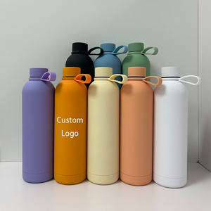 Matte Color Double Wall Vacuum Insulated Stainless Steel Water Bottle with Handle 500ml 750ml Leak Proof <b>Thermos</b> Flask Outdoor - Product Image 1