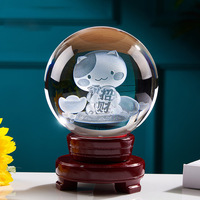 Haute quantité 80mm rond K9 boule de cristal clair sphère 3D gravé au Laser Fengshui artisanat poli Souvenir