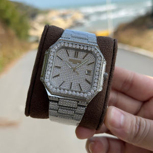 Montre personnalisée en moissanite pour hommes ultra-mince entièrement diamantée blingbling top designer même logo personnalisation - Product Image 4