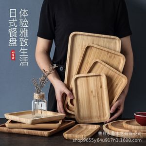 ถาดไม้ไผ่ทรงสี่เหลี่ยมสำหรับเสิร์ฟชา เค้ก ขนมปัง ของหวาน สไตล์จีนใหม่ - Product Image 3