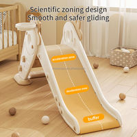 Toboggan d'intérieur pour tout-petits Vsuch, toboggan en plastique autoportant pour enfants avec panier de basket pour aire de jeux à domicile