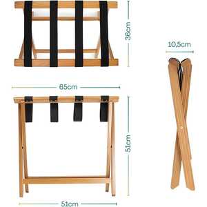 Portavaligie Pieghevole in Bambù 65x36x51 Cm, Sgabello Portabagagli per Hotel e B&B - Product Image 2