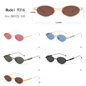Gafas de Sol Ovaladas con Marco Dorado y Lentes Marrones, 100% Protección UV, Unisex para Adultos - Product Image 3