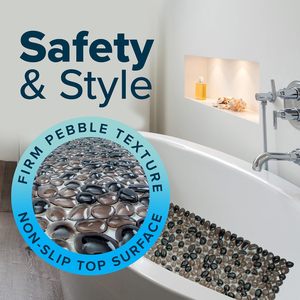 Alfombrilla <span class=keywords><strong>de</strong></span> Baño Antideslizante con Textura <span class=keywords><strong>de</strong></span> Piedras para <span class=keywords><strong>Ducha</strong></span> y Bañera - Estilo <span class=keywords><strong>Roca</strong></span> <span class=keywords><strong>de</strong></span> Río - 15.7x35.4 Pulgadas - Lavable a Máquina - Product Image 3