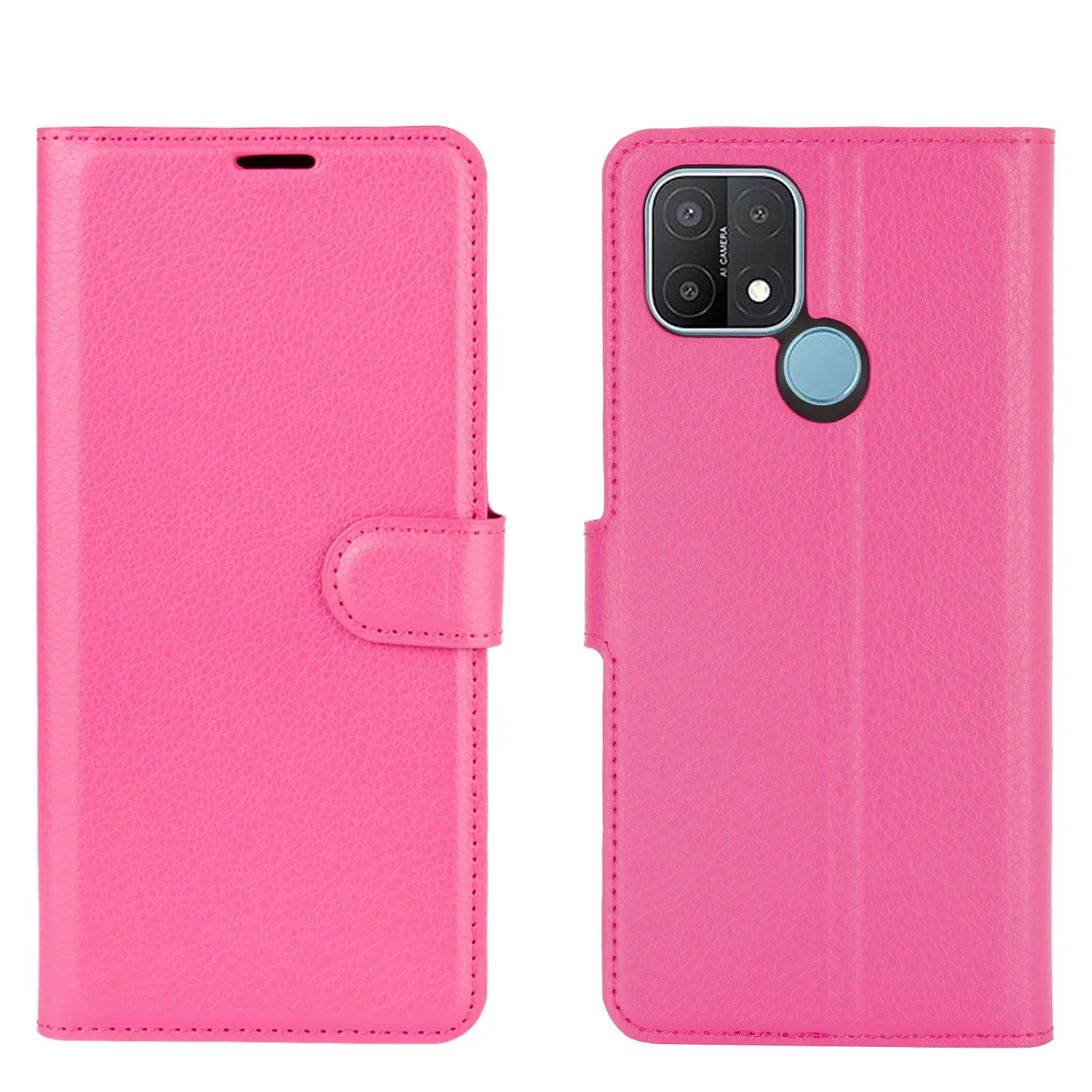 Fashion Roze Lederen Kaarthouder Mobiele Telefoon Back Cover Voor Oppo F1S F11 F15 F17 F19 A15 A15S A31 A54 a1k Telefoon Cover Case