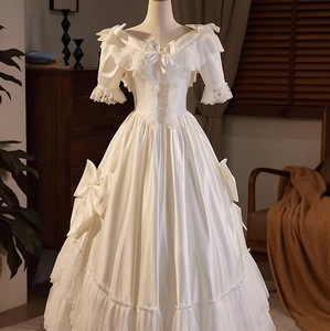 Nuevo Vestido de Novia Elegante y Moderno de Encaje Satinado Blanco Princesa 2025, Antiestático y Largo Hasta el Suelo - Product Image 1