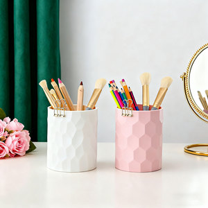 Silicone Pen Holder Cylindrical Cosmetic Storage Pink White Makeup Organizer Eco-Friendly Desk <b>Stationery</b> Container - Product Image 1