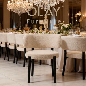 イタリアンスタイルモダンラグジュアリーファブリック背もたれステンレススチールフレームホテルレストランチェアイベントウェディング用 - Product Image 1