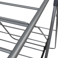 Séchoir à linge réglable en acier inoxydable, grande capacité, double niveau, avec ailes robustes et pliables, pour salle de bain
