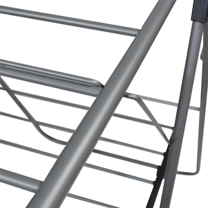 समायोज्य स्टेनलेस स्टील के कपड़े लटका रैक बड़ी क्षमता डबल स्तर ड्रायर खड़े मजबूत फोल्डेबल पंख बाथरूम - Product Image 5