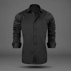 Camisa de Vestir de Popelina Negra para Hombre, de Manga Larga, con Botones, Formal, Informal de Negocios, con Cuello, Personalizada OEM - Product Image 3