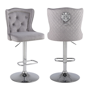 <span class=keywords><strong>Taburete</strong></span> de Bar <span class=keywords><strong>Azul</strong></span> Moderno con Altura Ajustable, Asiento Acolchado Confortable, Base Electrochapada y Tela de Terciopelo Francés para Hotel, Hogar o Bar - Product Image 1