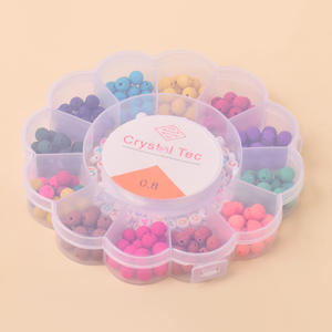 Juego de cuentas de 4x7 letras de 9mm, cuentas de arroz de 13 cuadrículas <span class=keywords><strong>con</strong></span> forma de flor, cuentas de letras acrílicas, accesorios de joyería - Product Image 6