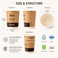 Vaso de Papel de Doble Capa con Diseño Corrugado y Hueco, Multiusos, de Alta Calidad, para Cafetería, Bar de Espresso