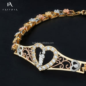 FB0037 personnalisé 14K or laminé Pulsera De Piesmal De Ojo Zircon Designer San <span class=keywords><strong>Judas</strong></span> Tadeo coeur Bracelet charmes - Product Image 3