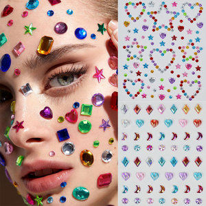 Autocollants 3D Papillon Étoile Visage Bijoux Autocollants Pentagramme Rose Autocollants Imperméables Artisanat Fête Faux Tatouages Temporaires - Product Image 3