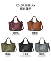 Tas Tote PU Kapasitas Besar OEM, Tas Selempang Serbaguna untuk Kerja, Tas Bucket Wanita Kasual, Tas Selempang Tunggal Motif Kulit Leci