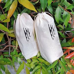 Chinese Supplier Reusable Packaging Double String Bag Long Cotton <b>Drawstring</b> <b>Pouch</b> Reusable Eco Cotton Muslin Bag - Product Image 1