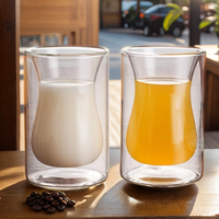 Tasse en verre soufflé à la main double paroi, 120 ml, en borosilicate transparent, résistante à la chaleur, anti-fuite, pour lait, écologique