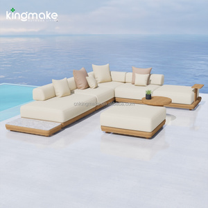 Conjunto de Sofás de Jardim em Madeira de Teak de Alta Qualidade para Hotéis, Móveis de Pátio Externo com Almofadas - Product Image 3