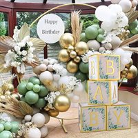 Décorations de fête prénatale vert sauge, cadre doré vert sauge, boîte de fête prénatale, lettres dorées pour bébé, parfait pour la révélation du sexe garçon fille