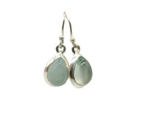Boucles d'oreilles pendantes élégantes en argent sterling 925 avec pierre naturelle de calcédoine aqua bleu-vert, faites à la main, vente en gros - Product Image 6