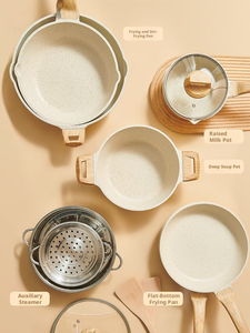 Ensemble de wok et <span class=keywords><strong>casserole</strong></span> antiadhésifs pour la maison, ustensiles de cuisine en <span class=keywords><strong>pierre</strong></span> Maifan - Product Image 6