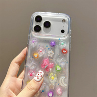 Funda para Teléfono Móvil con Diseño de Mariposa Brillante para iPhone 17 Air 16 15 14 Pro Max, Resina Transparente, Flores, Luna y Estrellas, Carcasa Trasera DIY