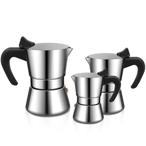 Wholesale Leying Stainless Steel Moka Pot Set 3/6/9Cup 150Ml Moka Pot Electric Coffee Make For Gas Stove Induction Cooker