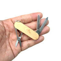 Couteau pliant multifonctionnel 3-en-1 en acier inoxydable avec manche en bois, pour le camping, les activités de plein air, cadeau, outil EDC, DIY, OEM