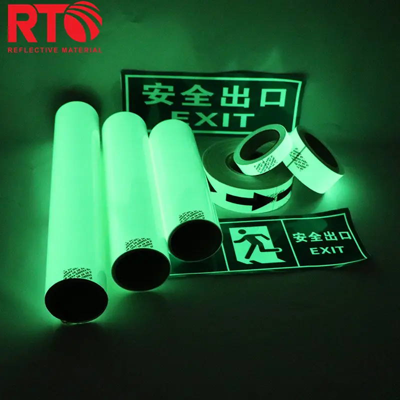 1.24m x 45.7m 6 Heures Bande Night Glow Luminescent Film Vinyle Réfléchissant Glow In The Dark Sticker