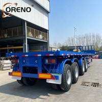 Semi-remorque plateau porte-conteneurs 3 essieux avec système de verrouillage pour le transport de conteneurs, transport de marchandises lourdes, utilisation dans l'exploitation minière en Amérique du Sud