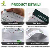 Sachet d'emballage de thé en papier kraft écologique personnalisé mat refermable avec fermeture éclair et fenêtre transparente