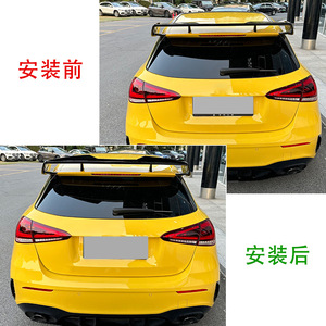 Mercedes-Benz A-Class W177 Rear Spoiler Piano <b>Black</b> Carbon Fiber Texture ABS Wing Shaped <b>Trunk</b> Lid Modification - Product Image 4