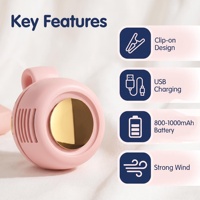 Ventilateur de ceinture rechargeable USB, moteur sans balais, sans pales, faible bruit, 3 vitesses, mini ventilateur portable à clipser, pour extérieur, camping, voiture, électrique