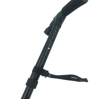 Bâton de marche d'extérieur, bâton de marche rotatif à quatre pieds avec lampe torche, canne pliable réglable à LED avec lumière LED