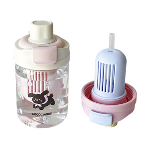 Taza de pajita doble bonita de diseño moderno, taza de agua portátil de alto nivel de apariencia para estudiantes de 600ml de capacidad para viajes - Product Image 6