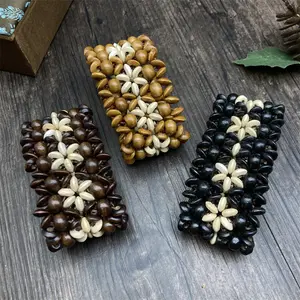 Braccialetto Fine braccialetti elastici con perline in legno naturale braccialetto di canapa in cotone da viaggio da spiaggia con gioielli della boemia per le donne