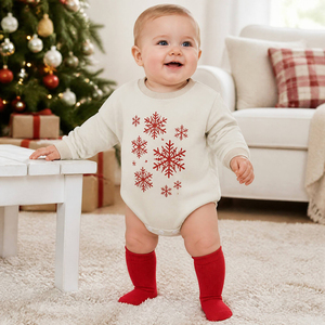 Tutina Personalizzata per Neonati con Motivo Natalizio, Body a Maniche Lunghe OEM per Bambini, Il Mio Primo Compleanno di Natale - Product Image 2