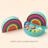 Emballage personnalisé en tube semi-circulaire pour macarons, emballage cadeau de chocolat de qualité supérieure, boîte ronde en carton pour biscuits, boîte rigide pour biscuits