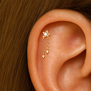 Pendientes de Plata de Ley 925 con Forma de Corazón, Estrella, Trébol, Borla, Doble Corazón y Circonita, para Mujer - Product Image 5