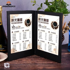 Nuevo diseño de logotipo personalizado de alta gama restaurante Bar club nocturno de cuero acrílico Placa de luz Led <span class=keywords><strong>menú</strong></span> para servicio VIP - Product Image 1