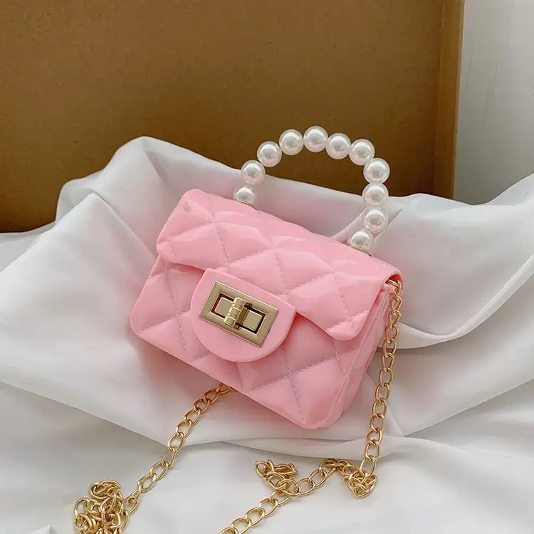 Nuovo design mini borse e borse da donna a tracolla piccola borsa di gelatina per bambini borse da donna con manico di perle