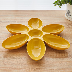 Petal Shaped Cat Bowl Blue Plastic Feeder For Cats With Five Compartments Pet Food And Water Dish - Product Image 4