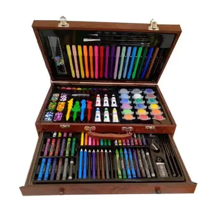 130 pezzi scatola di legno strumenti di pittura per bambini forniture di arte regalo acquerello penne per bambini Set di penne