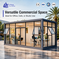 Maison préfabriquée en conteneur modulaire pliable à bas prix Maisons mobiles en verre avec fenêtre pour café ou bureau