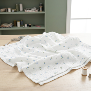 Tissu Voile Floral Blanc Léger en Coton Tissé pour Textile de Maison et Matériel de Literie pour Bébé - Product Image 1