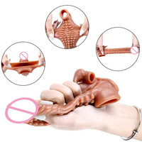 Réaliste silicone réutilisable étendu pénis manchon préservatif lavable pointe langue agrandissement du pénis grand gode préservatif pour hommes femmes