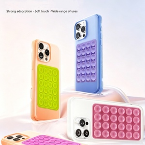 Coque de téléphone portable antidérapante personnalisée en silicone à 24 points d'adhérence, noire, <span class=keywords><strong>simple</strong></span>, avec ventouses, portable, vente en gros - Product Image 1